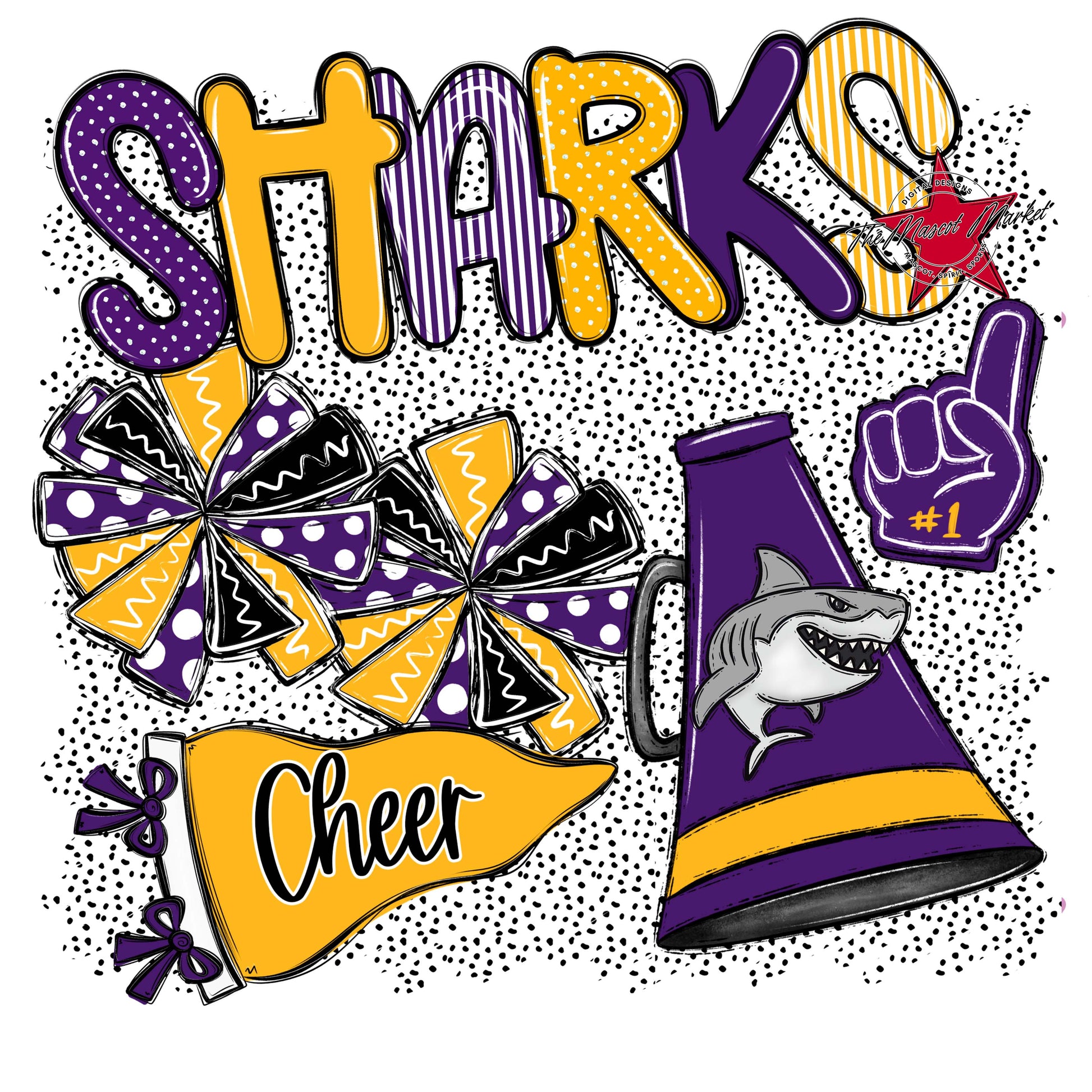 Sharks Cheer Spirit-Purple & Yellow