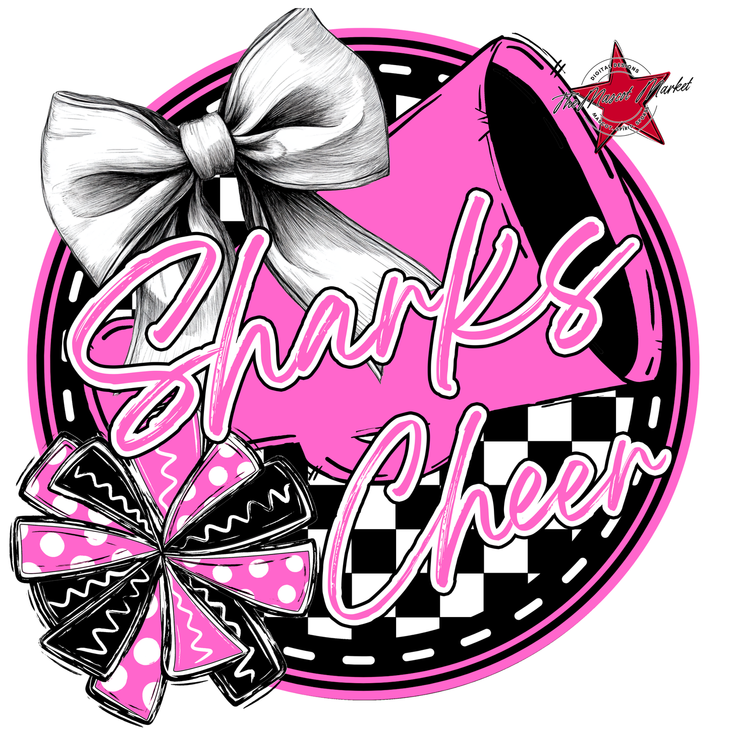 Sharks Circle Cheer Design-Baby Pink