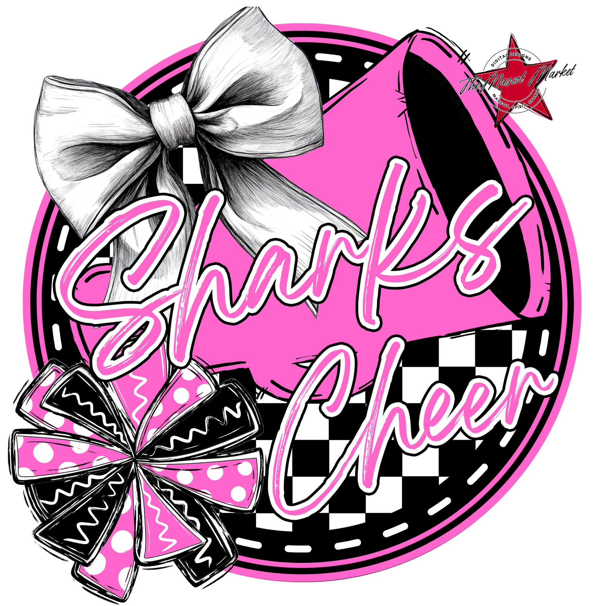 Sharks Circle Cheer Design-Baby Pink