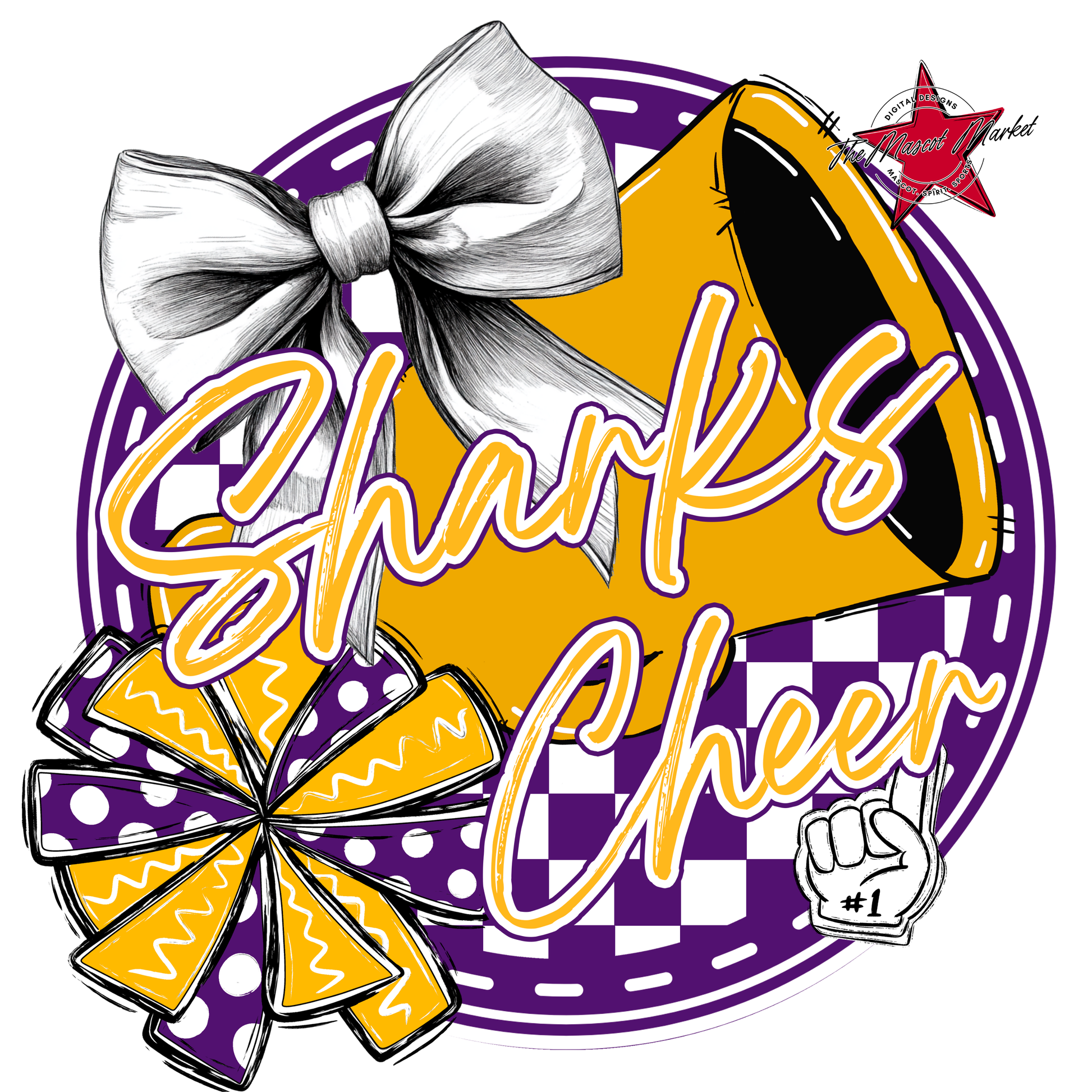 Sharks Circle Cheer Design-Purple-Yellow