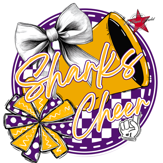Sharks Circle Cheer Design-Purple-Yellow