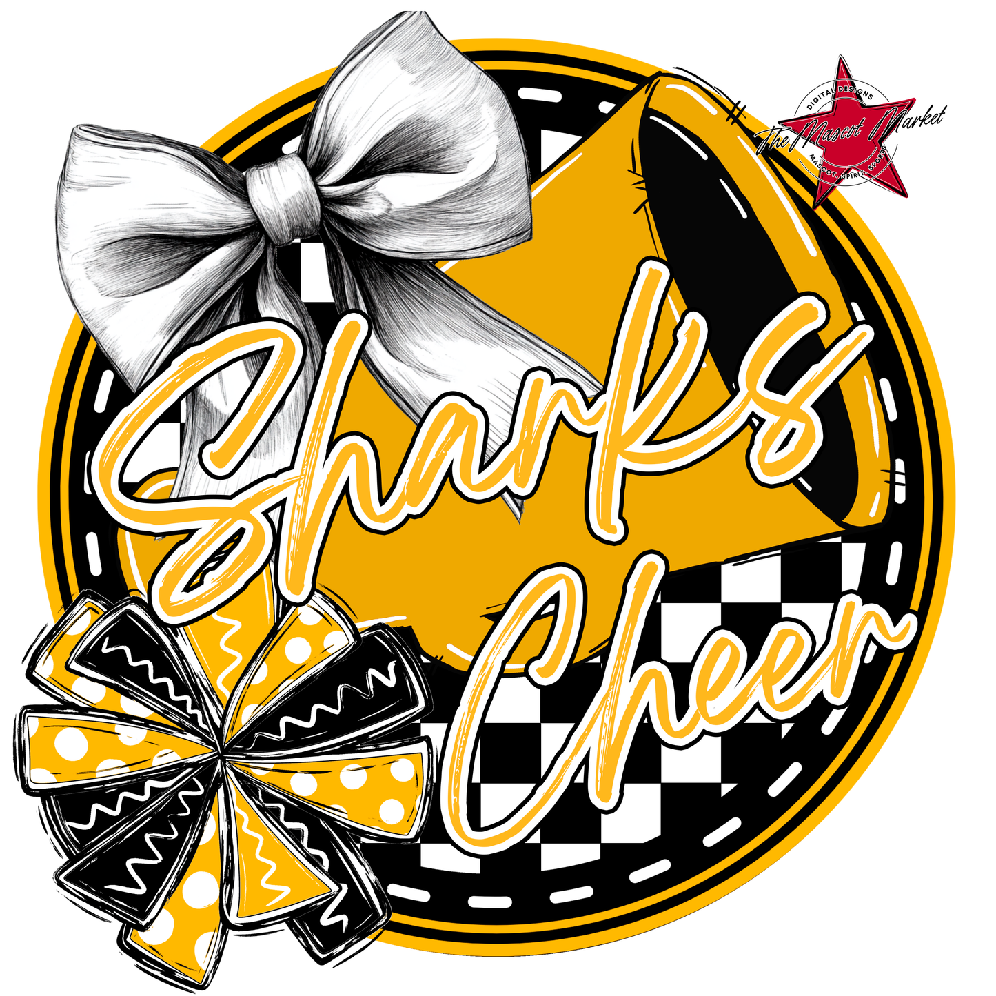 Sharks Circle Cheer Design-Yellow