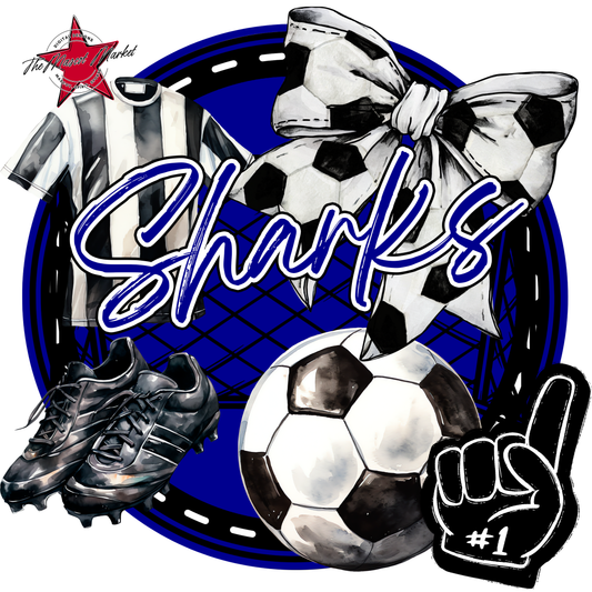 Sharks Circle Soccer Design-Blue