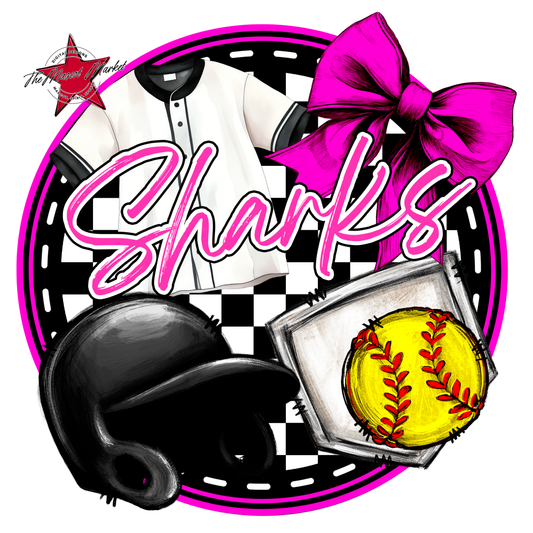 Sharks Circle Softball Design-Pink