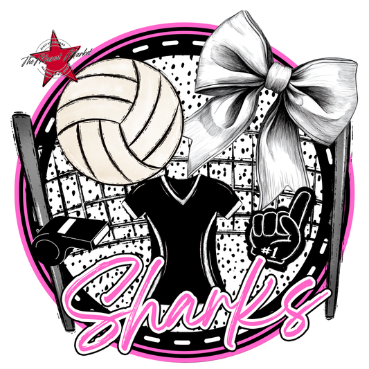 Sharks Circle Volleyball Design-Baby Pink