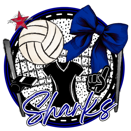Sharks Circle Volleyball Design-Blue