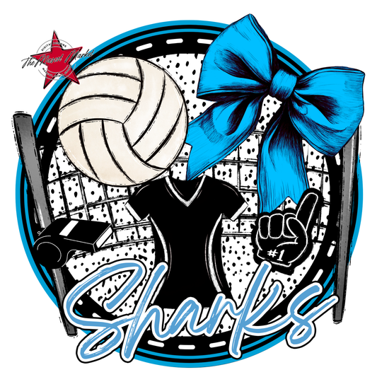 Sharks Circle Volleyball Design-Carolina Blue