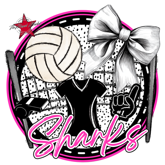 Sharks Circle Volleyball Design-Pink