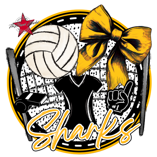 Sharks Circle Volleyball Design-Yellow