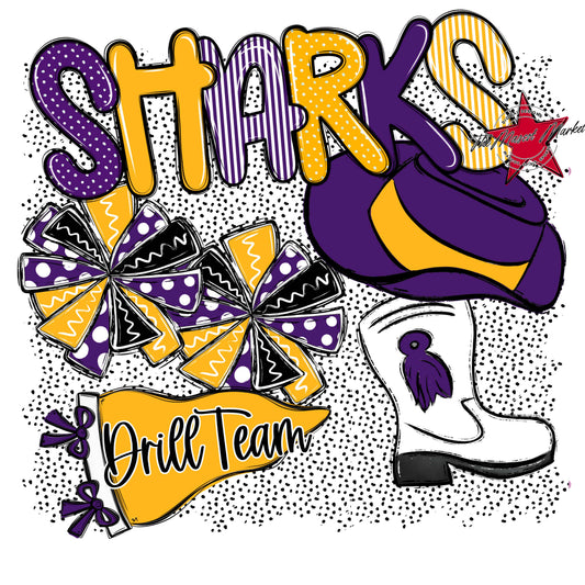 Sharks Drillteam Spirit-Purple & Yellow
