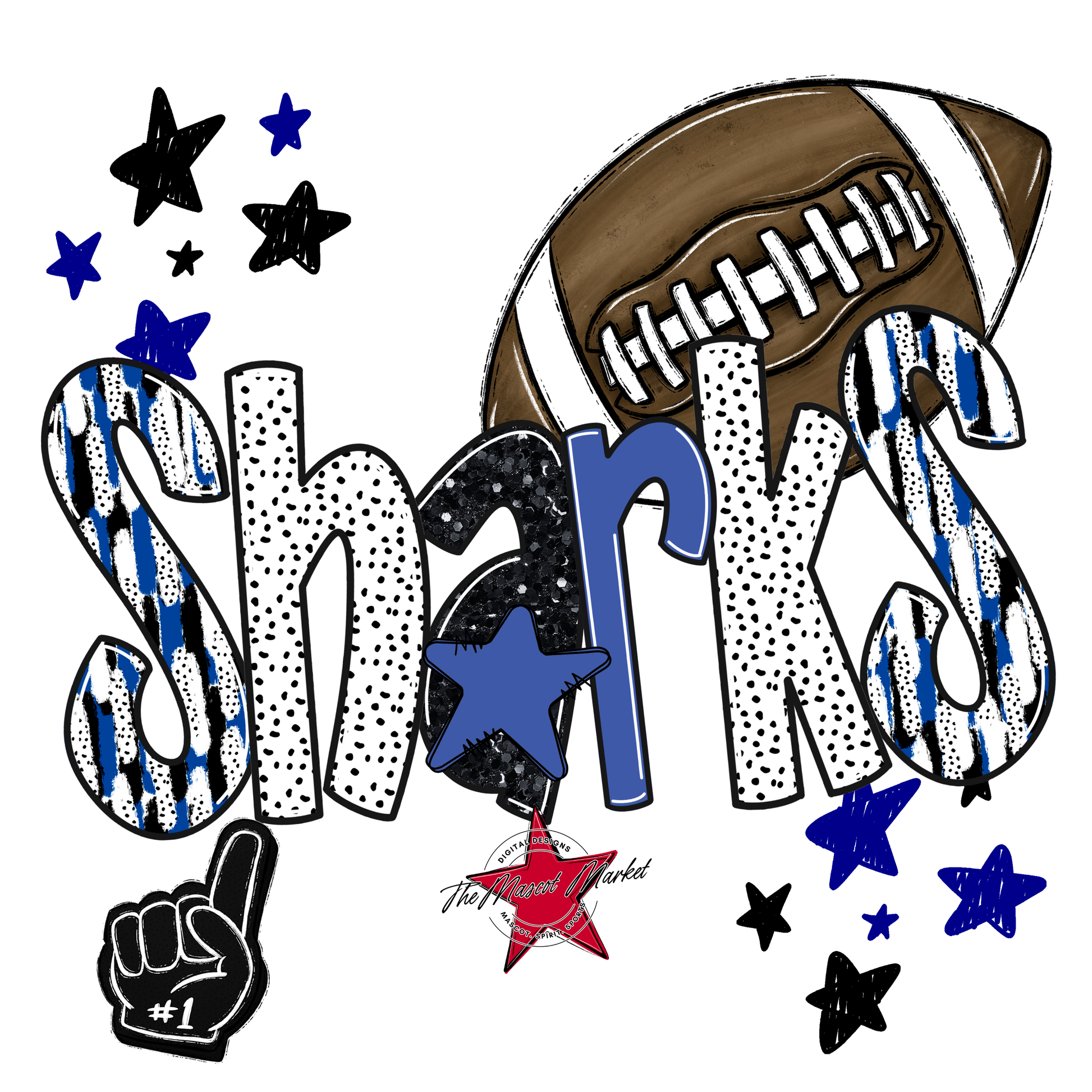 Sharks Football Scrape-Off Blue
