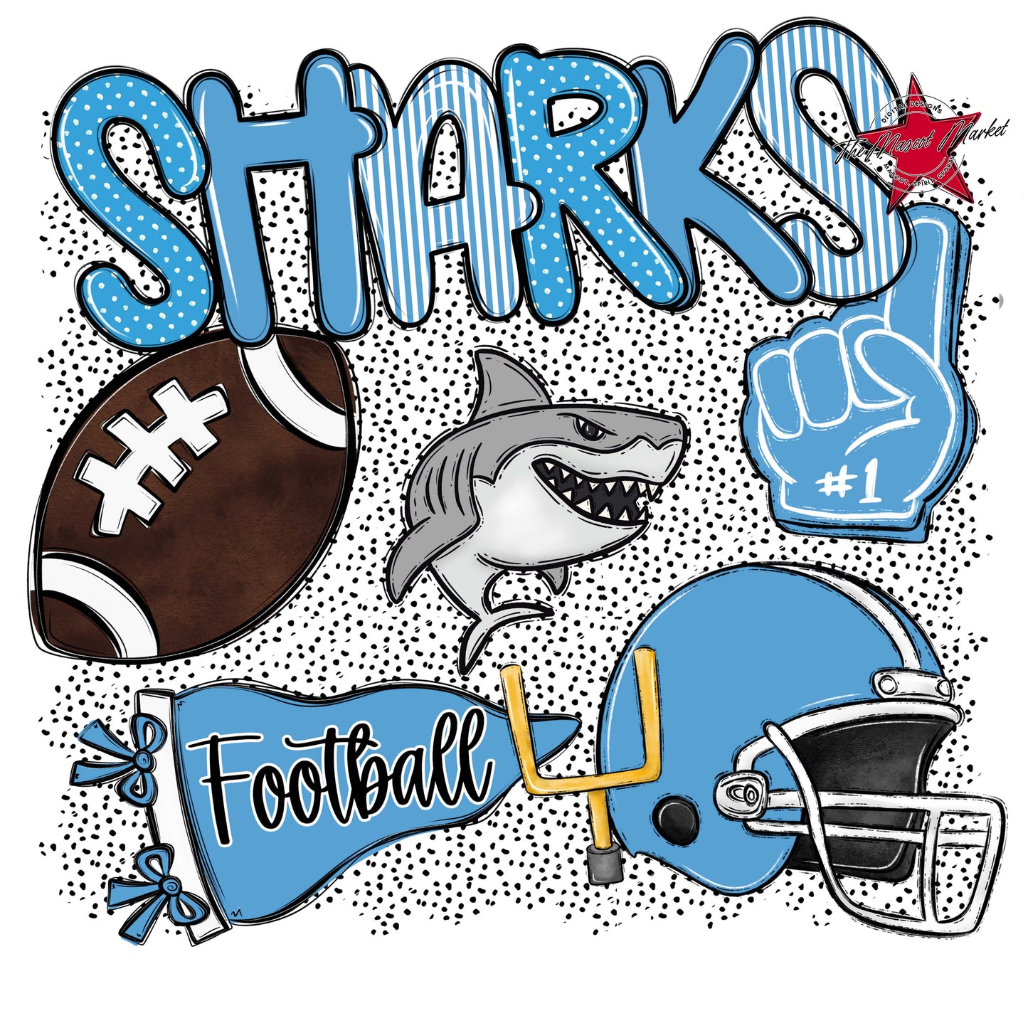 Sharks Football Spirit-Carolina Blue