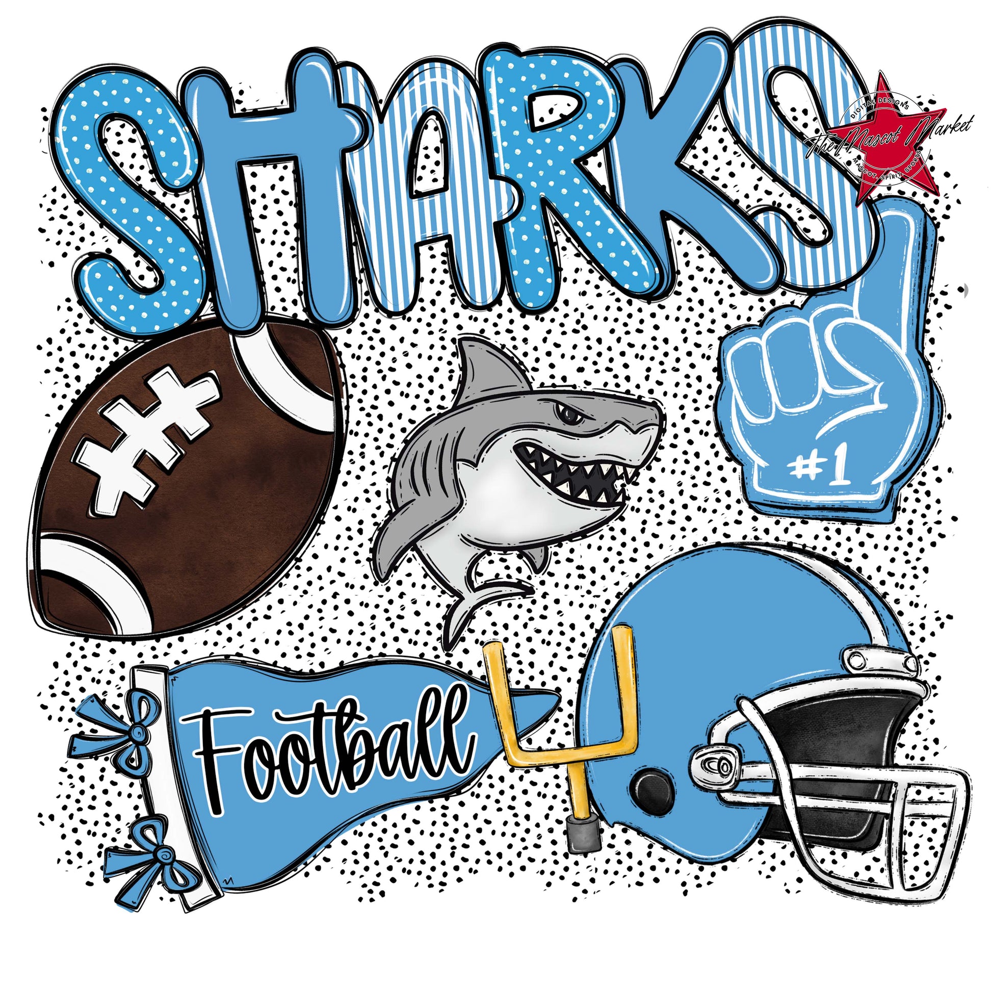 Sharks Football Spirit-Carolina Blue