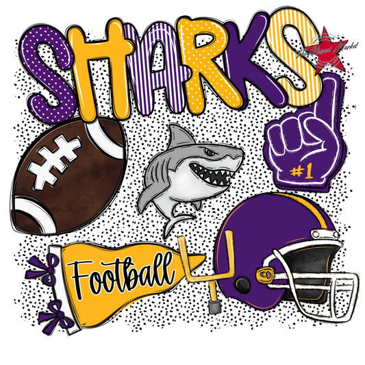 Sharks Football Spirit-Purple & Yellow