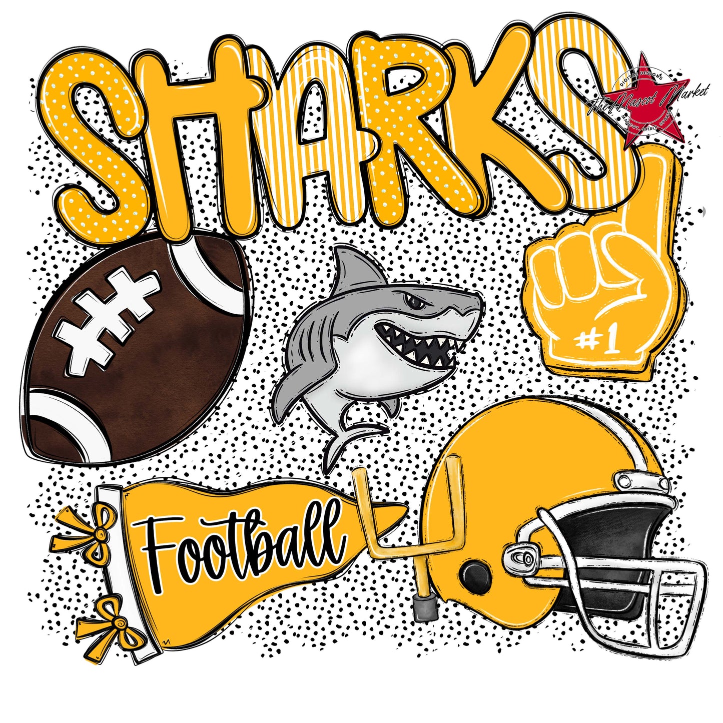 Sharks Football Spirit-Yellow