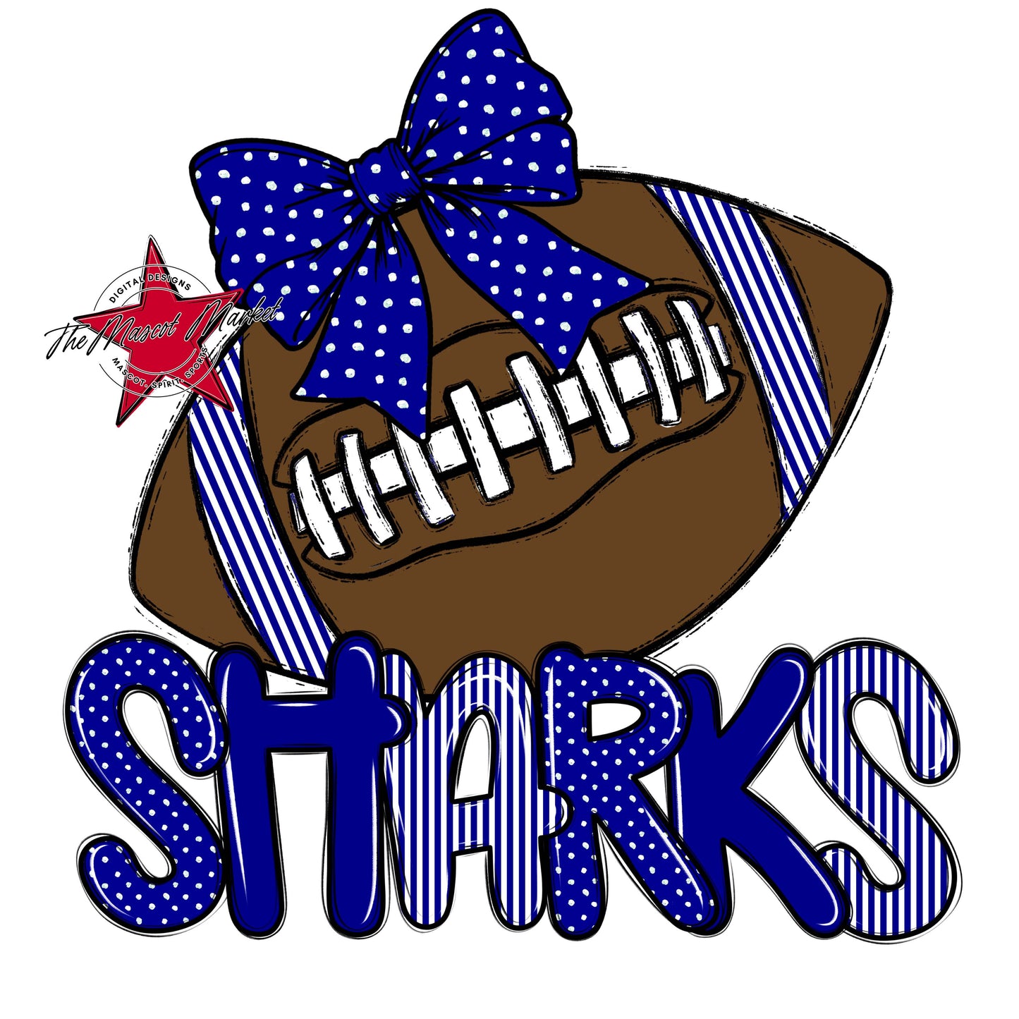 Sharks Football Spirit Design-Blue