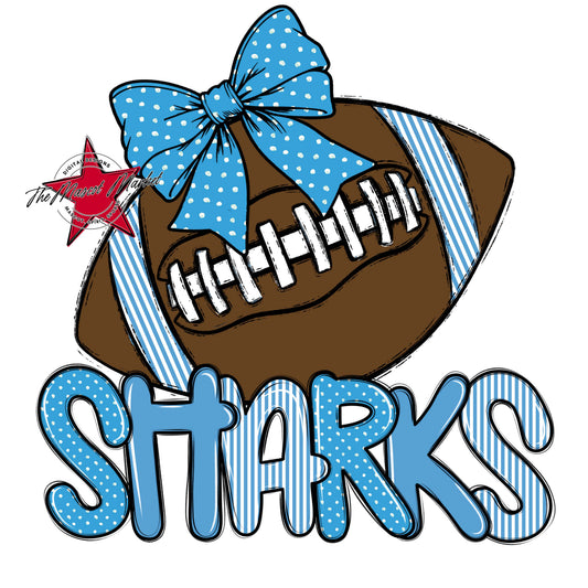 Sharks Football Spirit Design-Carolina Blue
