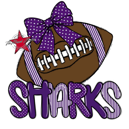 Sharks Football Spirit Design-Purple