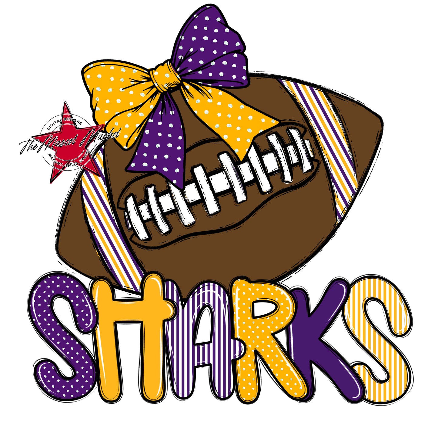 Sharks Football Spirit Design-Purple & Yellow