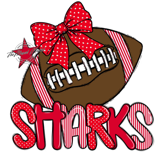 Sharks Football Spirit Design-Red