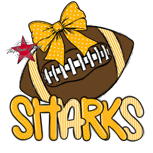 Sharks Football Spirit Design-Yellow