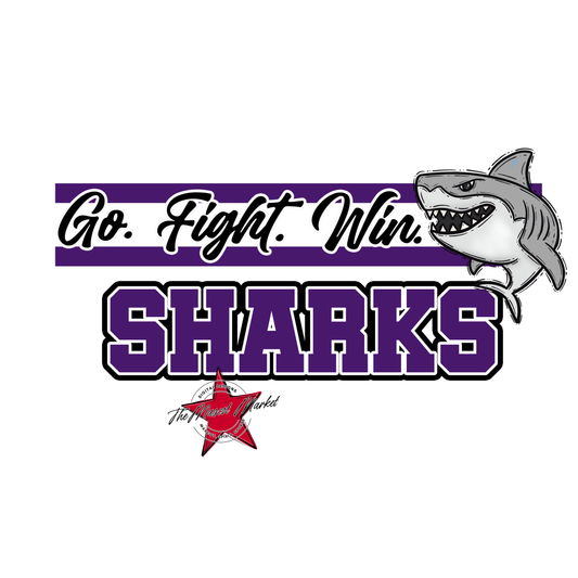Sharks Go Fight Win Mascot Lines-Purple
