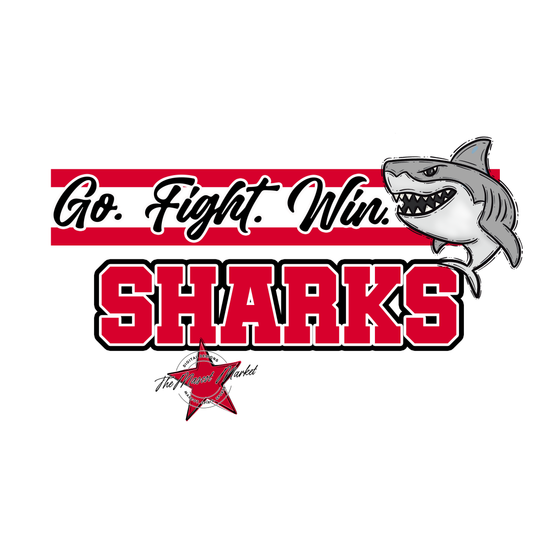Sharks Go Fight Win Mascot Lines-Red