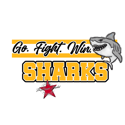 Sharks Go Fight Win Mascot Lines-Yellow