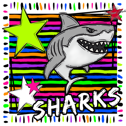 Sharks Mascot Frame-Neon Black