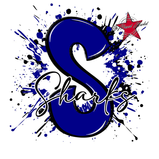 Sharks Mascot Splatter-Blue