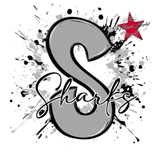 Sharks Mascot Splatter-Grey
