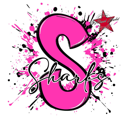 Sharks Mascot Splatter-Pink