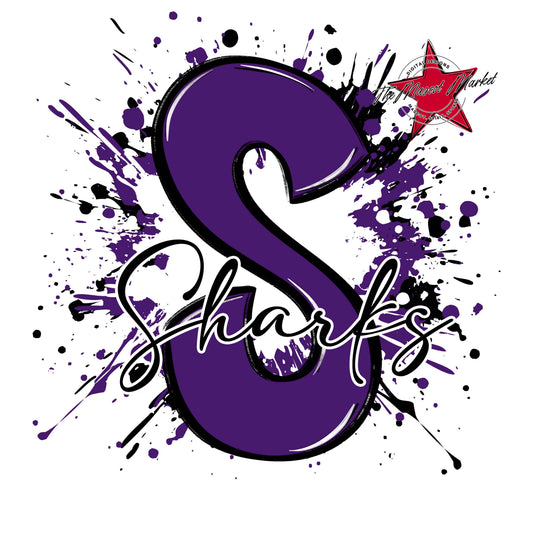 Sharks Mascot Splatter-Purple