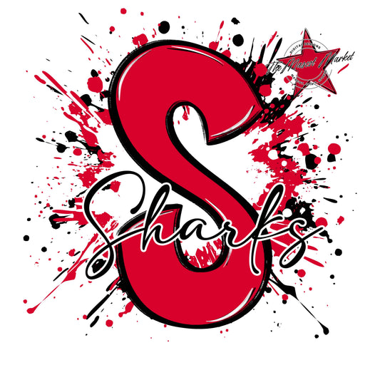 Sharks Mascot Splatter-Red