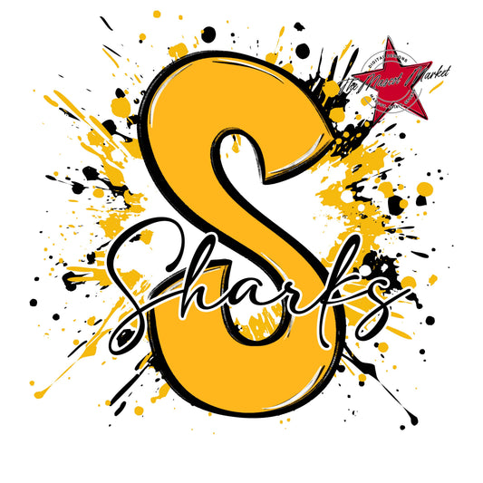 Sharks Mascot Splatter-Yellow