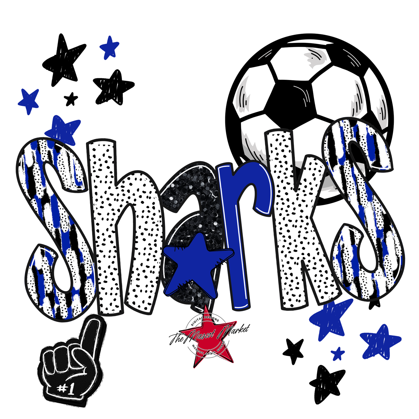 Sharks Soccer Scrape-Royal Blue