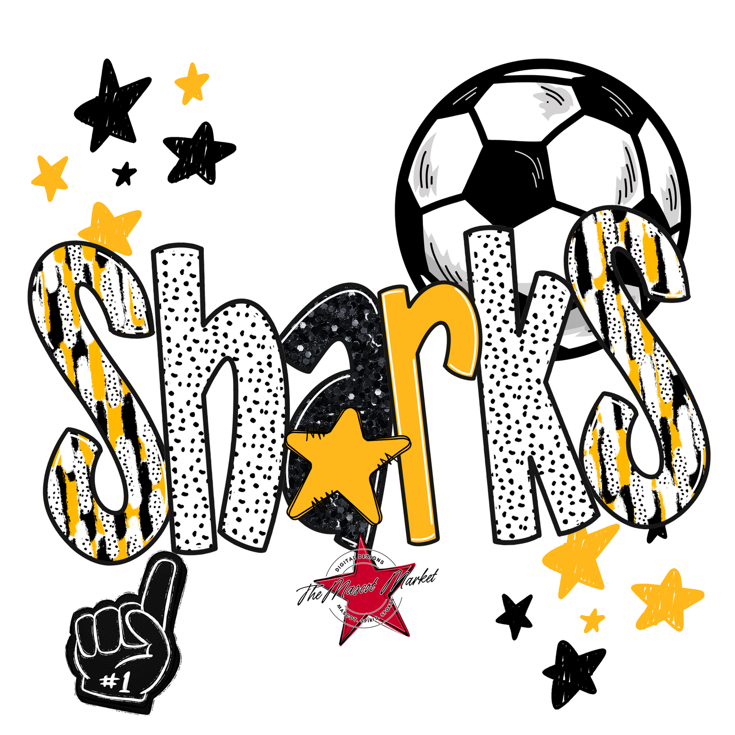 Sharks Soccer Scrape-Yellow