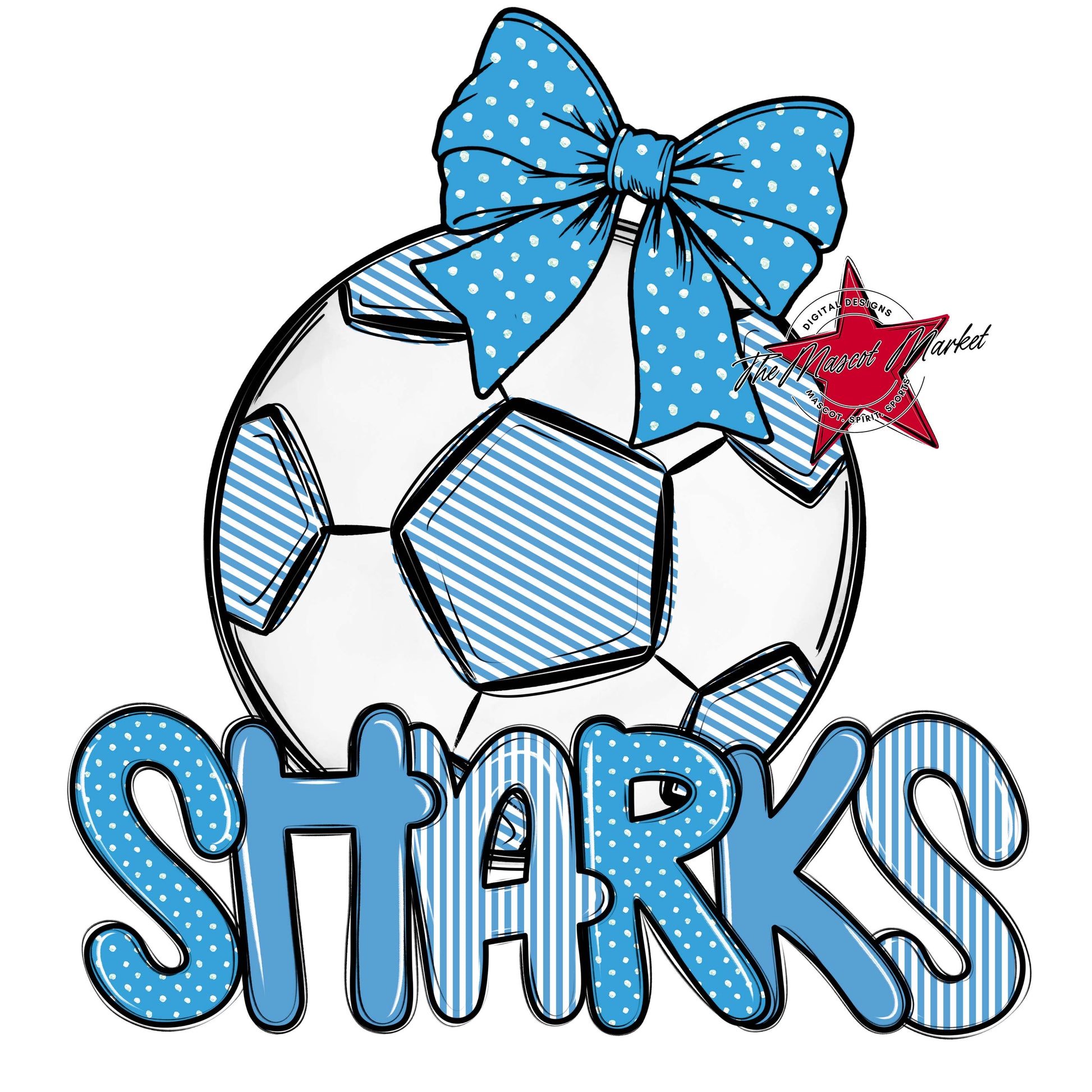 Sharks Soccer Spirit Design-Carolina Blue