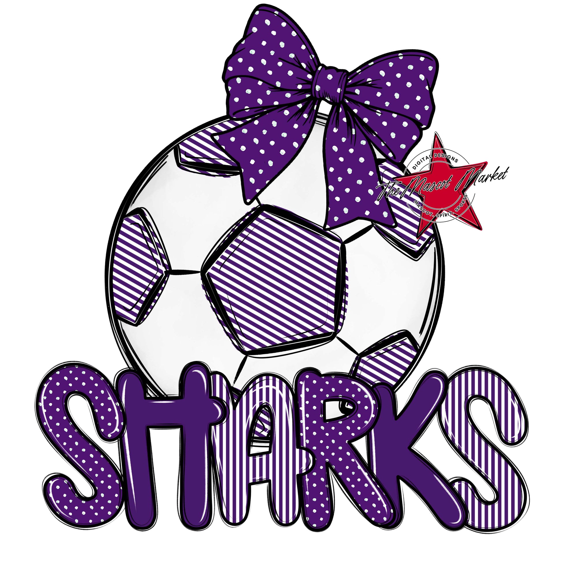 Sharks Soccer Spirit Design-Purple
