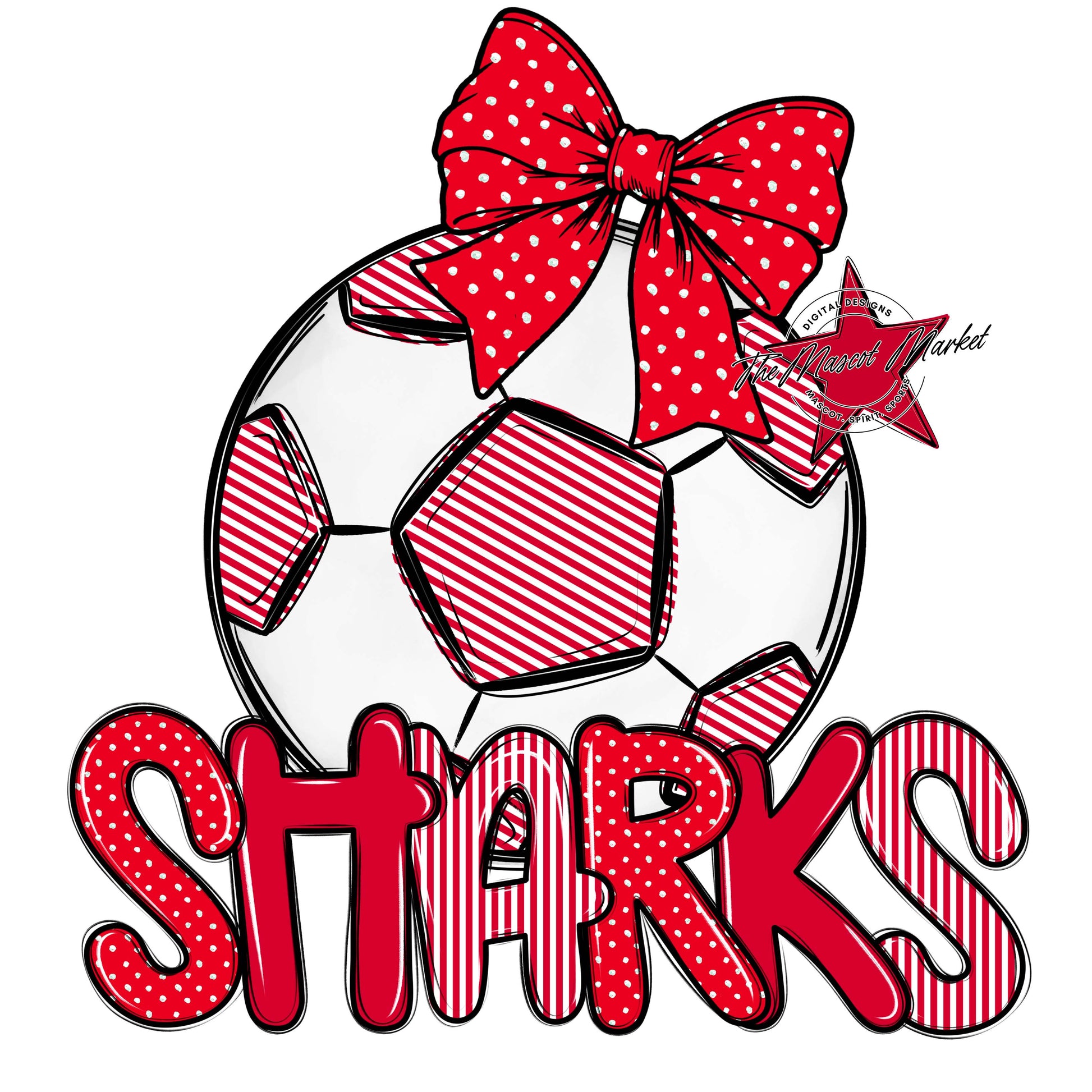 Sharks Soccer Spirit Design-Red