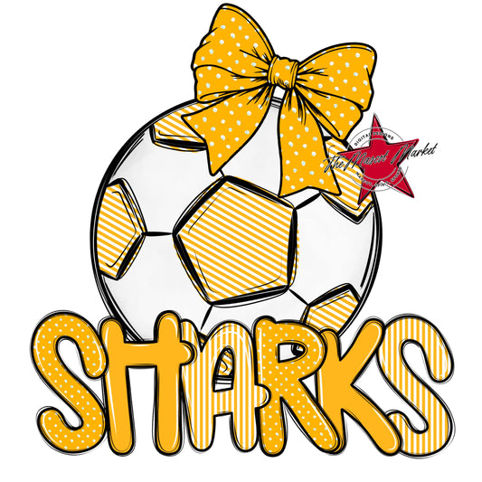 Sharks Soccer Spirit Design-Yellow