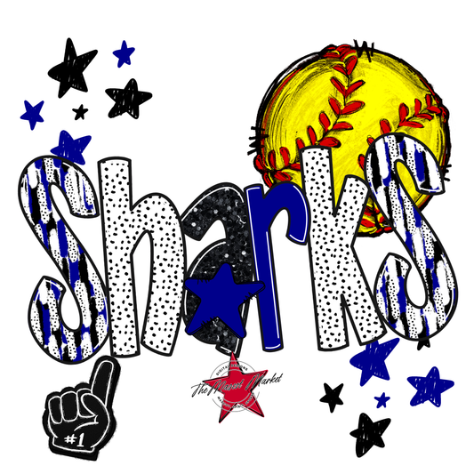 Sharks Softball Scrape-Blue