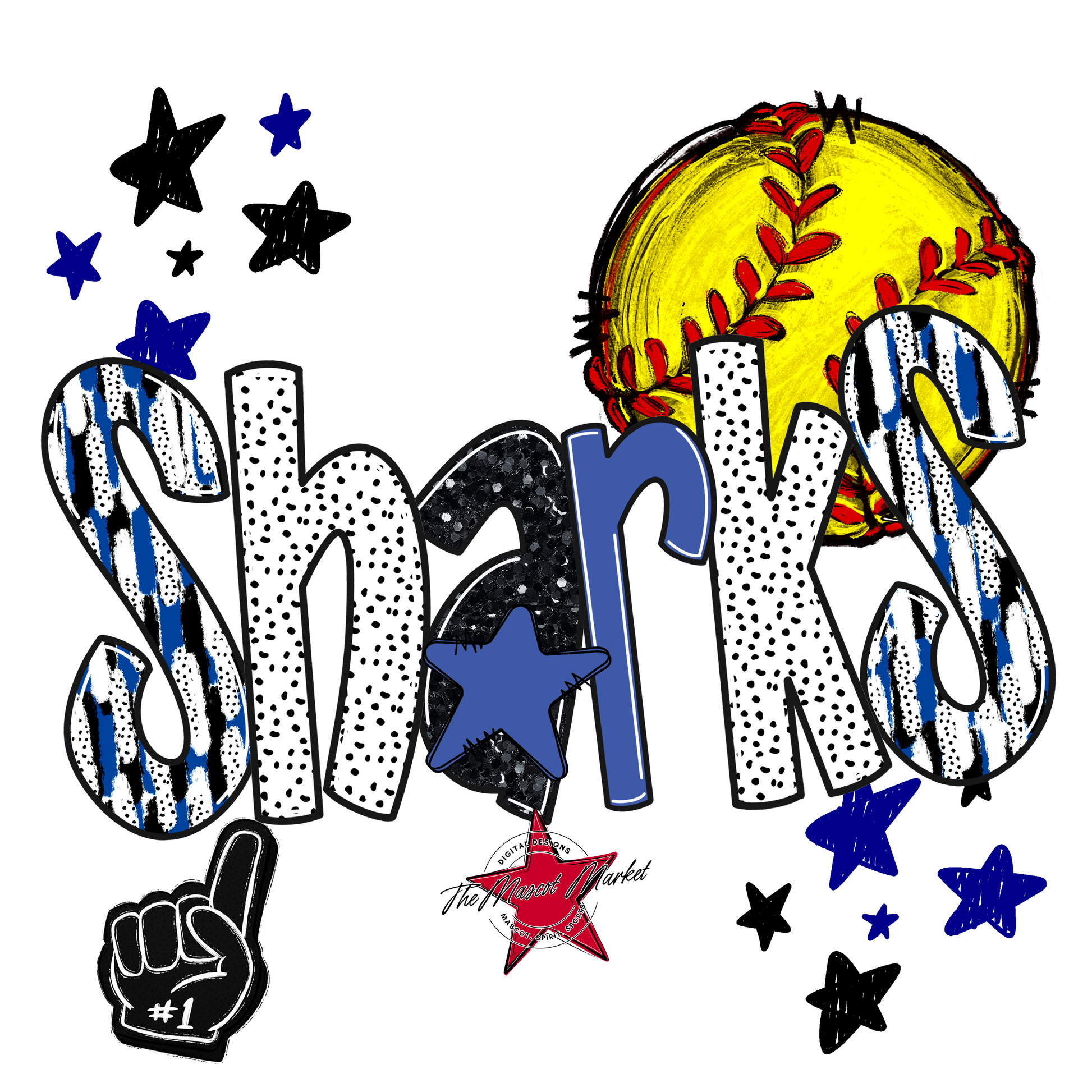 Sharks Softball Scrape-Off Blue