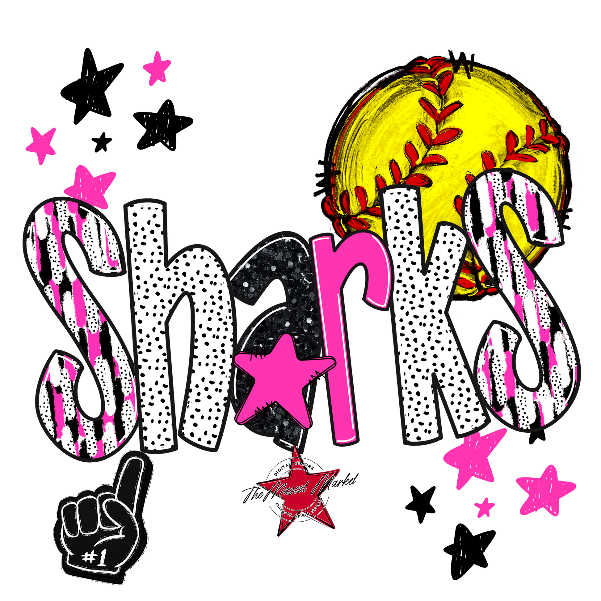 Sharks Softball Scrape-Pink