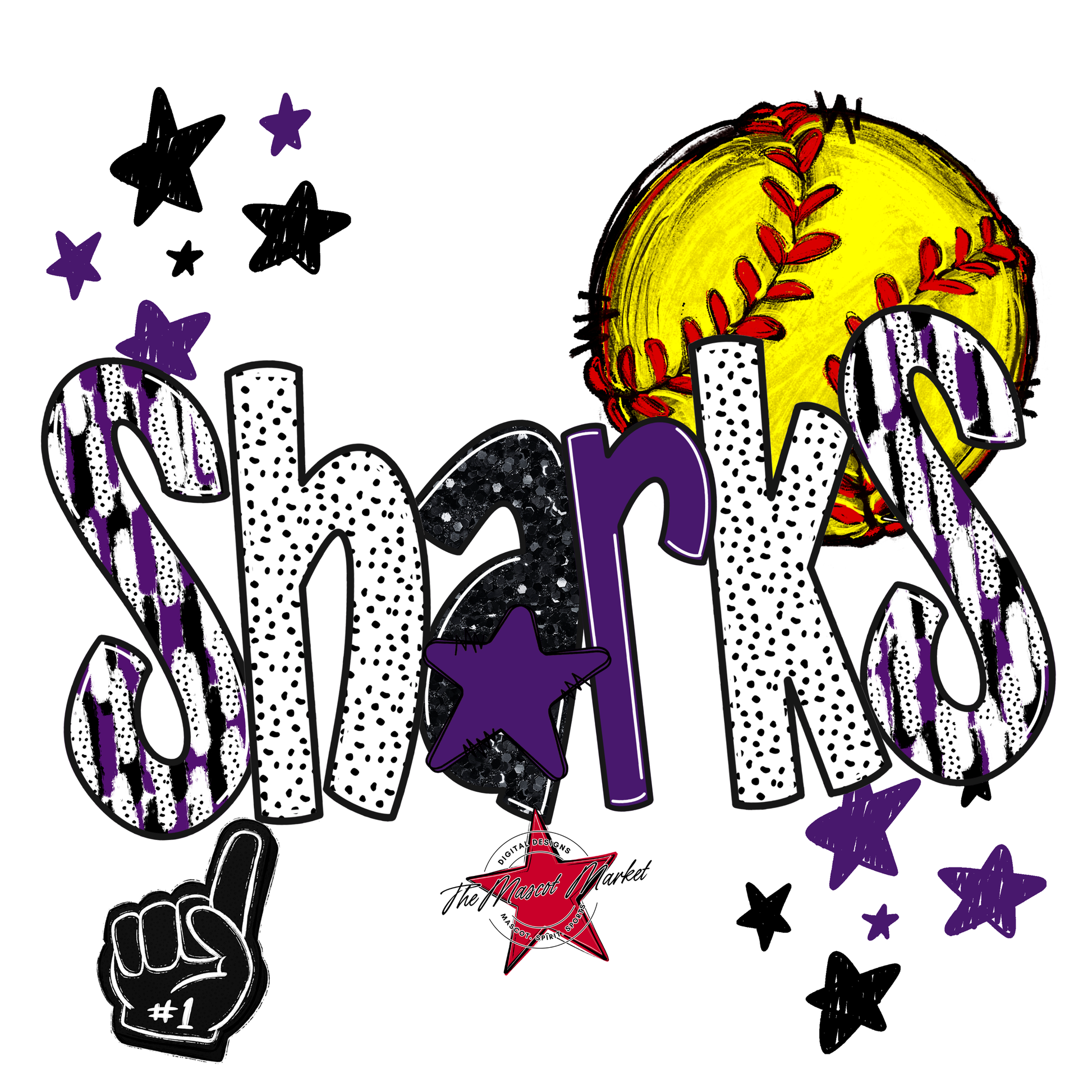 Sharks Softball Scrape-Purple