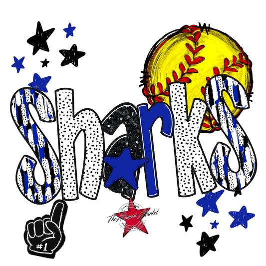 Sharks Softball Scrape-Royal Blue