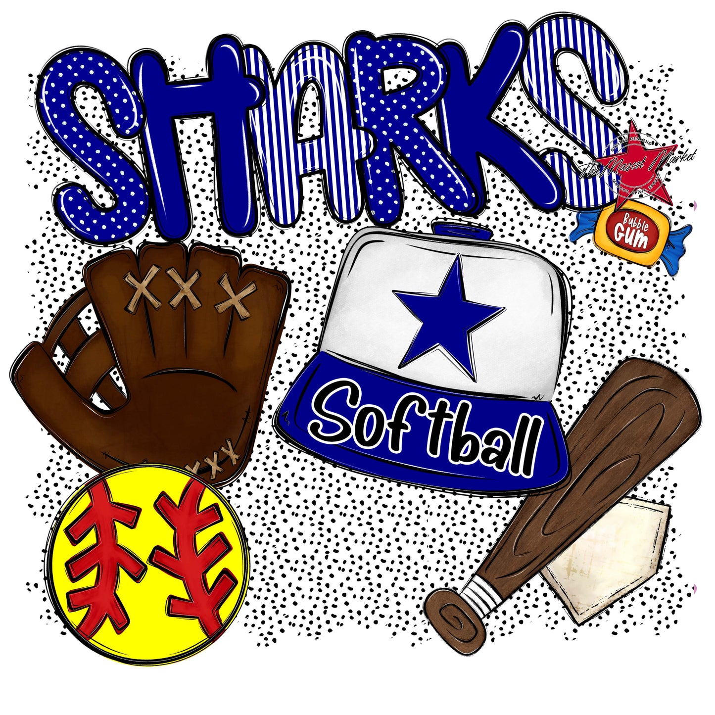 Sharks Softball Spirit-Blue
