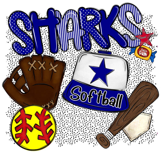 Sharks Softball Spirit-Blue