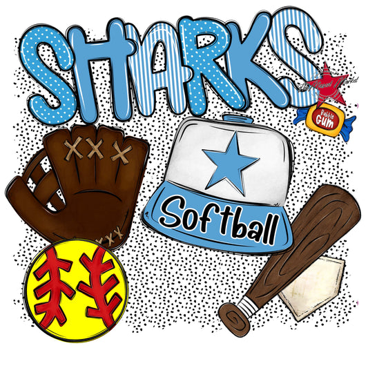 Sharks Softball Spirit-Carolina Blue