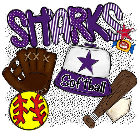 Sharks Softball Spirit-Purple